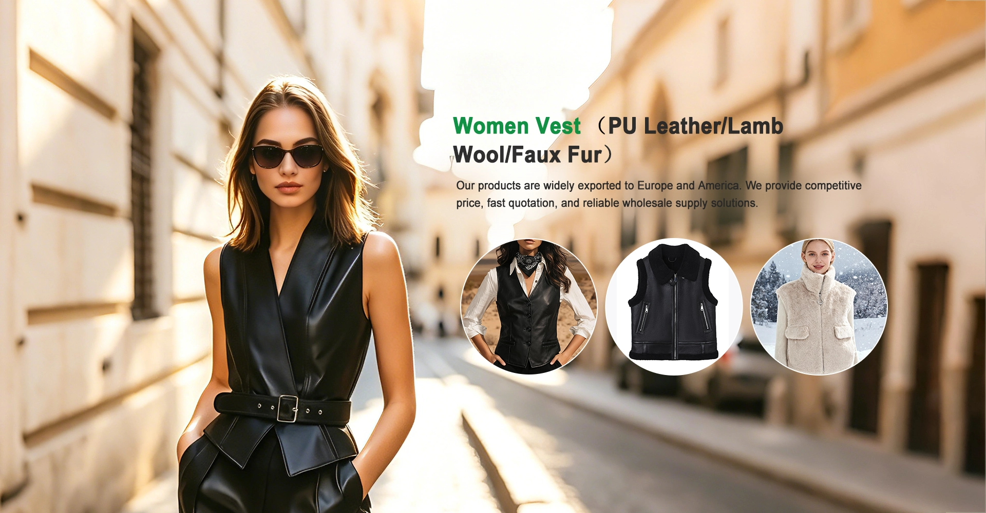 Fabricante de chaqueta de cuero sintético para mujer de China