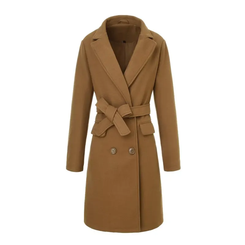 Gabardina francesa vintage de lana larga con doble botonadura
