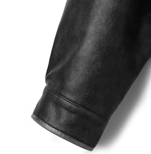 Burnished Faux Leather Biker Jacket in Maillard Style