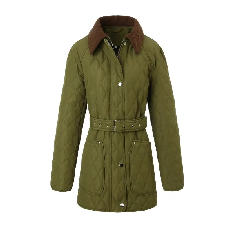 Solid Contrast Collar Hoodless Padded Jacket