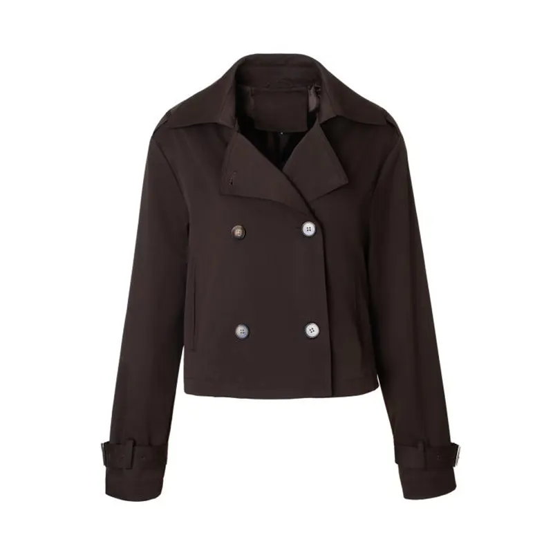 Gabardina corta estilo blazer corta con solapa entallada