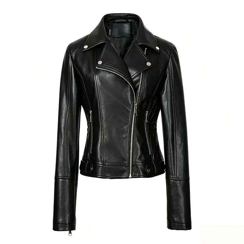 Chaqueta motera de corte slim y manga larga de piel sintética