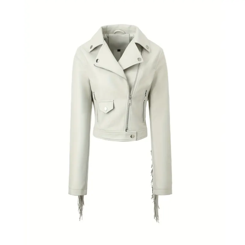 Chaqueta de cuero vegano con detalles de flecos